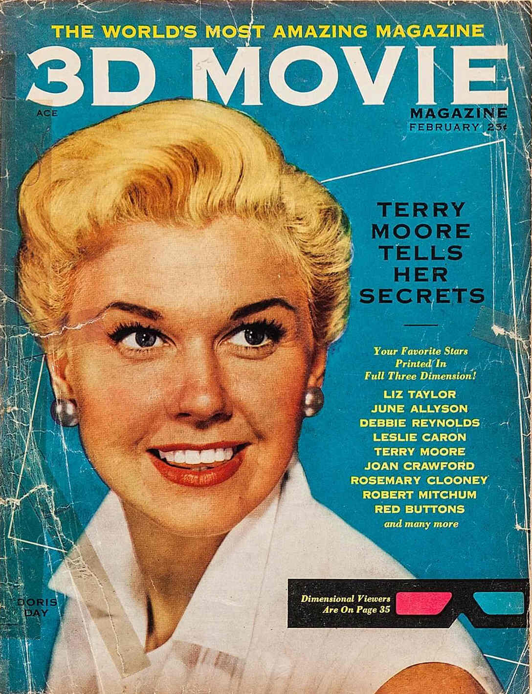 3D MOVIE magazine side cover February 1954