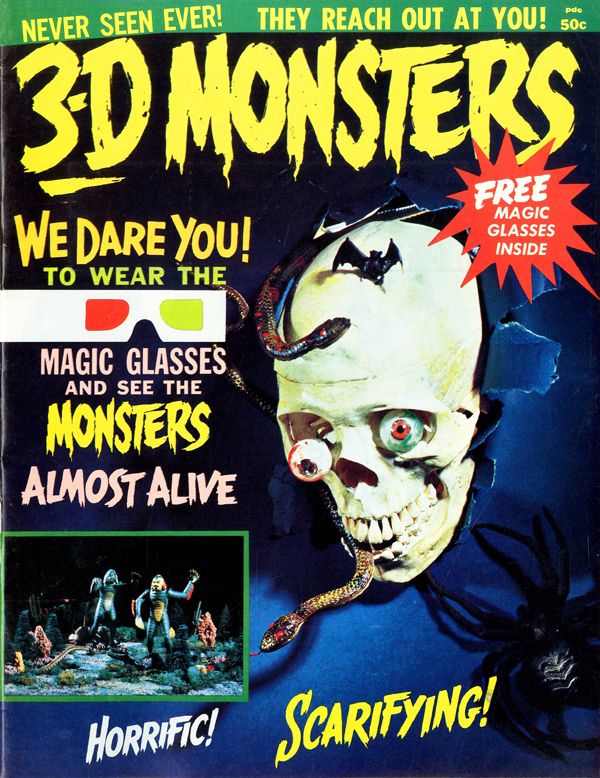 3-D MONSTERS magazine side cover Issue 1  1964