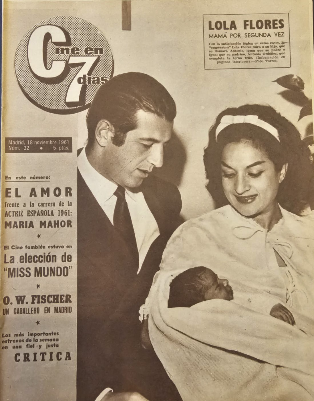 CINE EN 7 DIAS magazine side cover Issue 32 18 November 1961