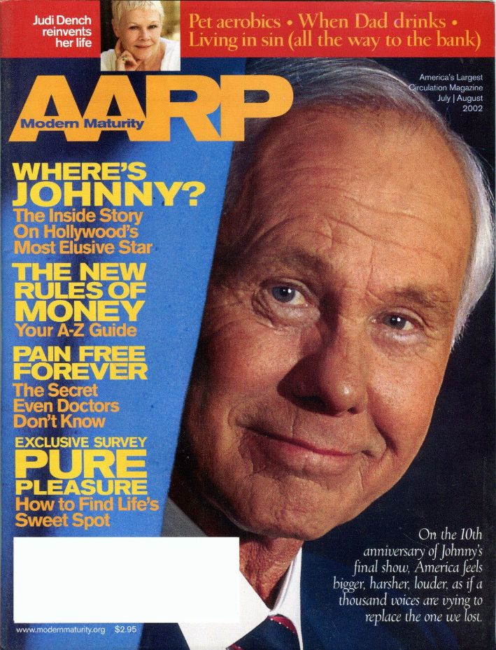 AARP magazine side cover  July/August 2002