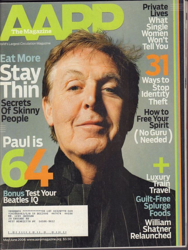 AARP magazine side cover  May/June 2006