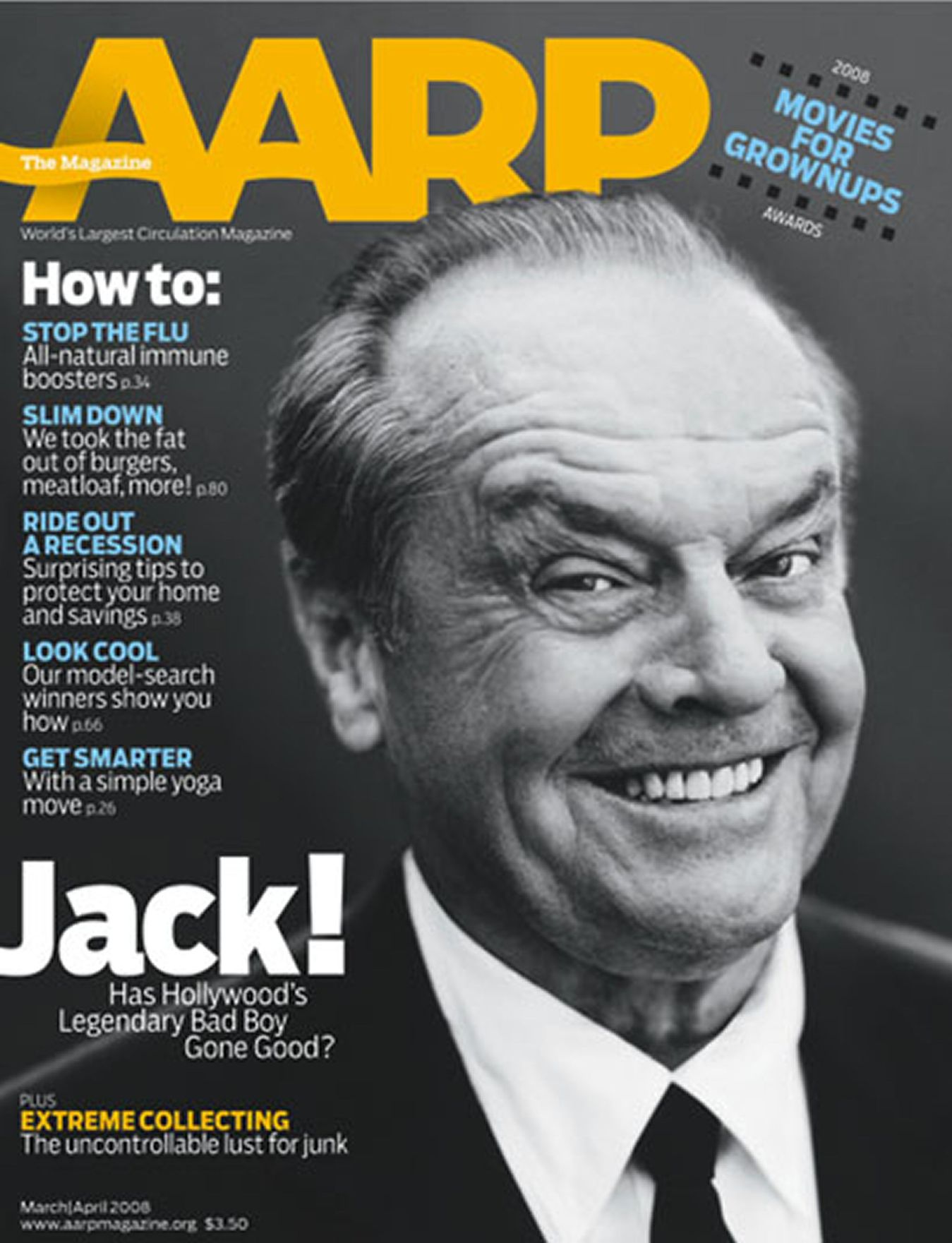 AARP magazine side cover Issue 2  March/April 2008