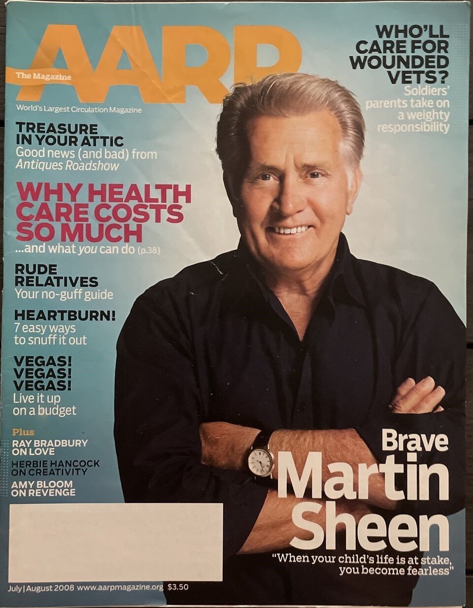 AARP magazine side cover  July/August 2008