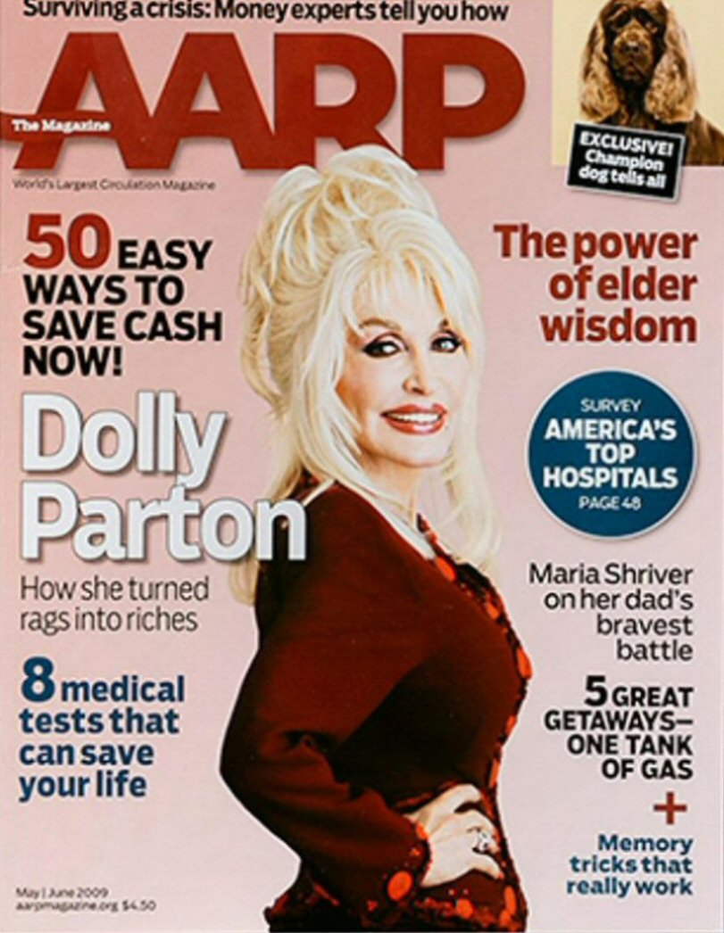AARP magazine side cover  May/June 2009