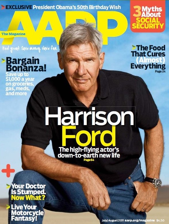AARP magazine side cover  July/August 2011