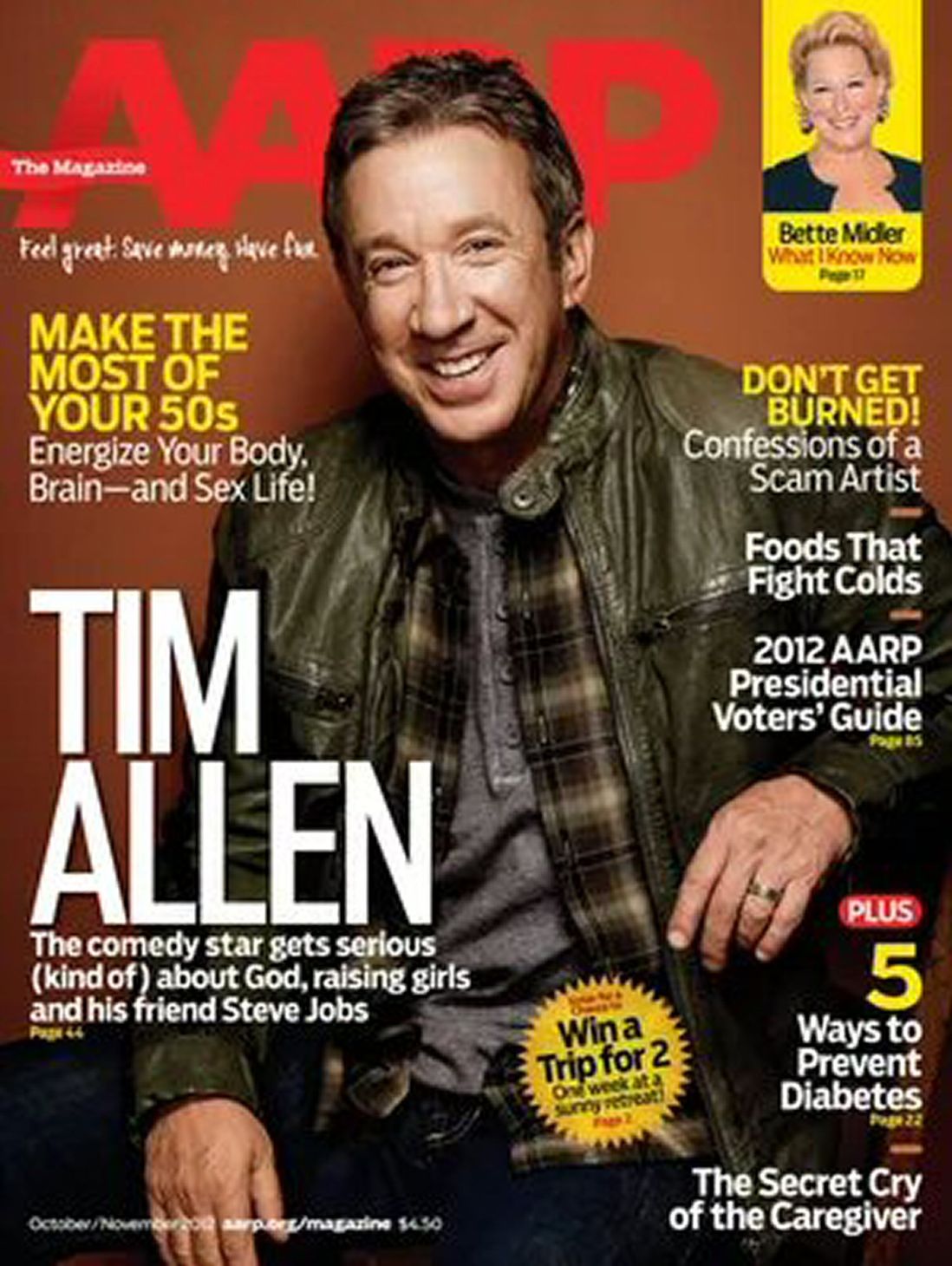 AARP magazine side cover  October/November 2012