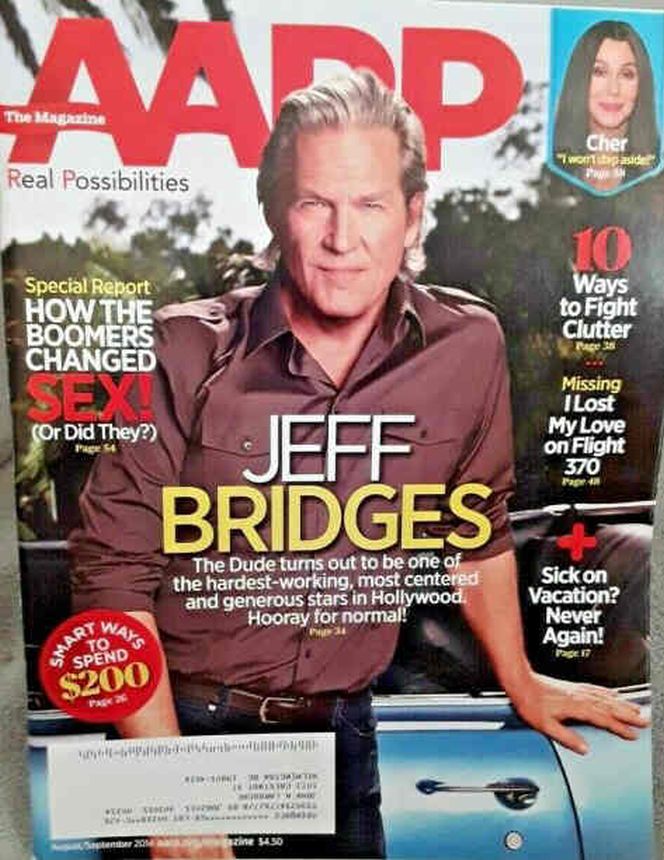 AARP magazine side cover  August/September 2014