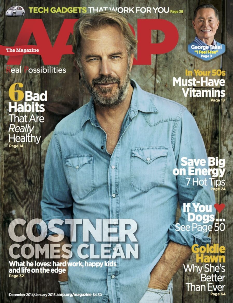 AARP magazine side cover  December 2014/ January 2015 