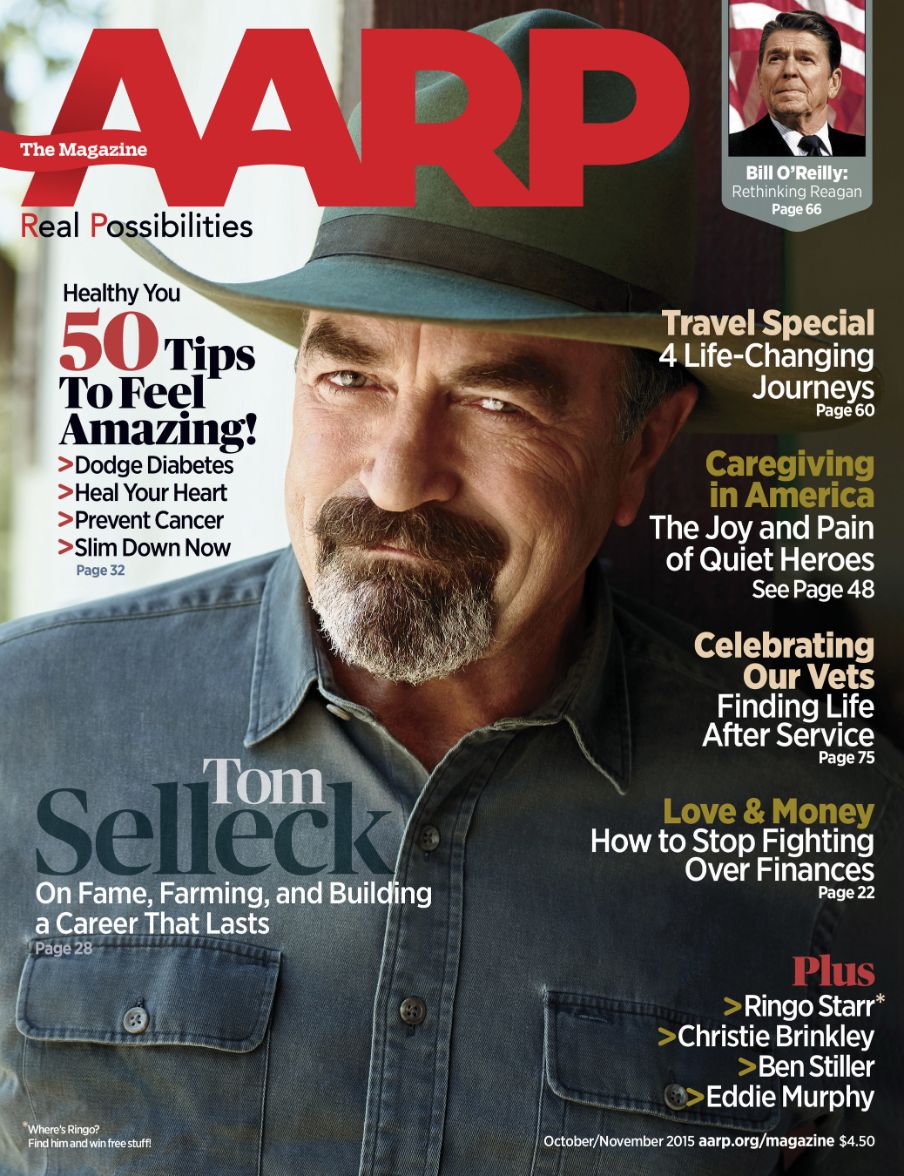AARP magazine side cover  October/November 2015