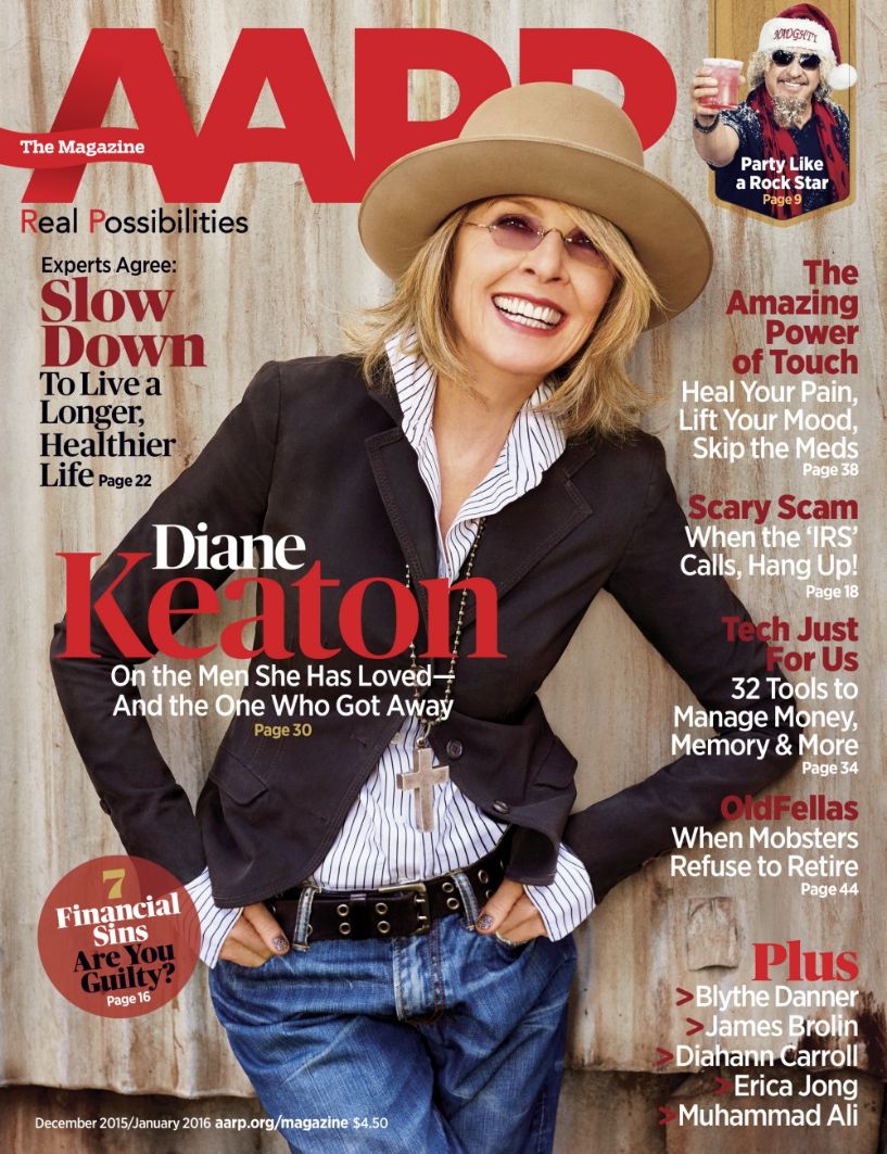 AARP magazine side cover  December 2015/ January 2016 