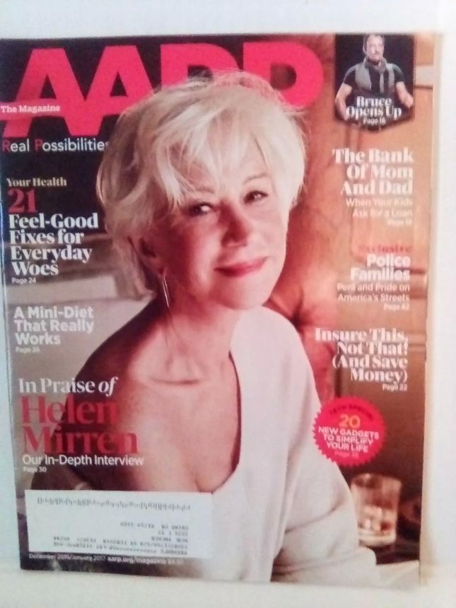 AARP magazine side cover  December 2016/ January 2017 