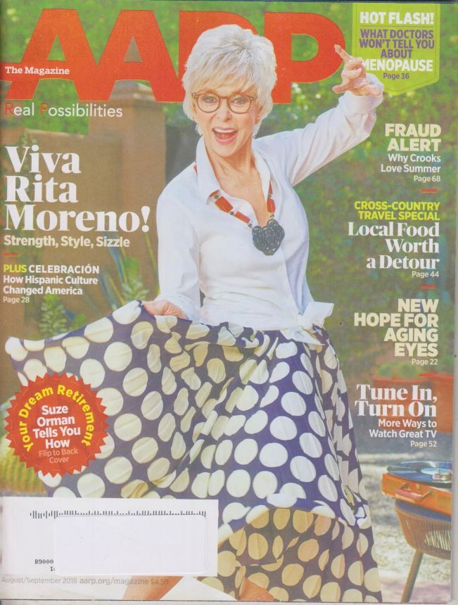AARP magazine side cover  August/September 2018