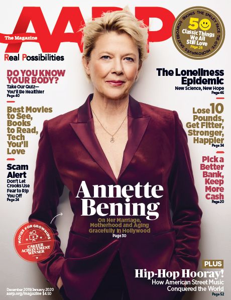 AARP magazine side cover  December 2019/ January 2020 