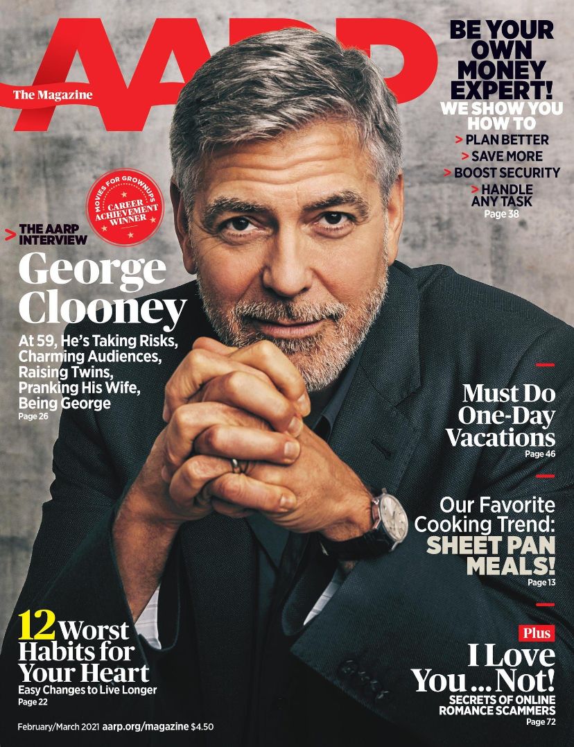 AARP magazine side cover  February/March 2021
