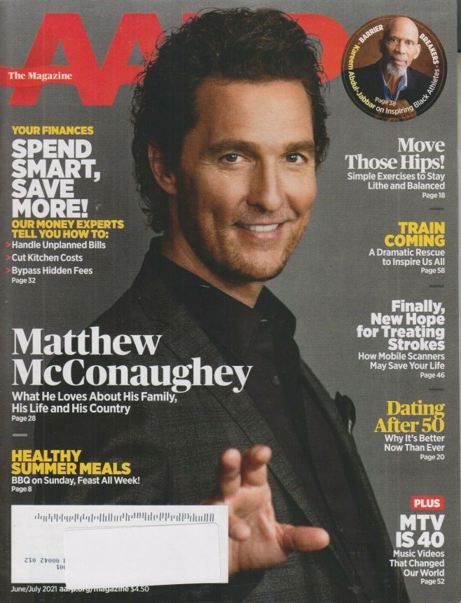 AARP magazine side cover  June/July 2021