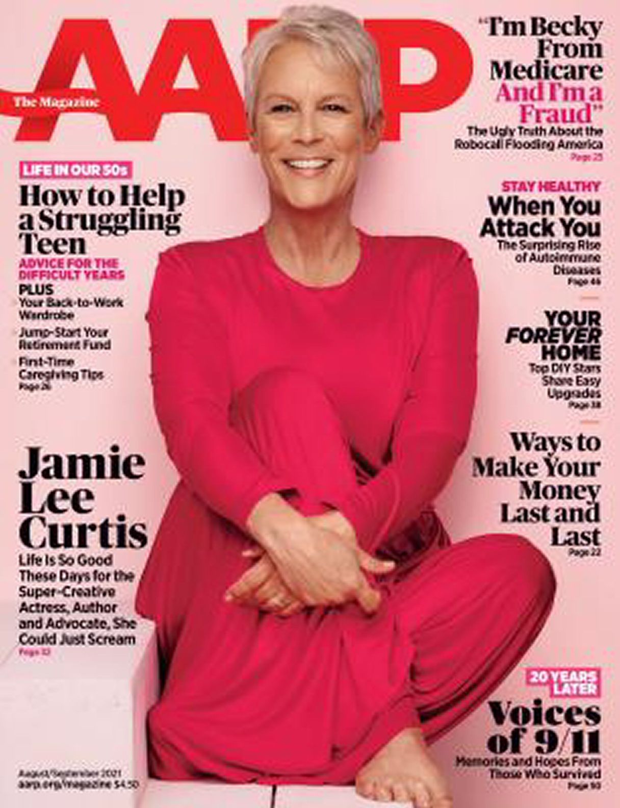 AARP magazine side cover  August/September 2021