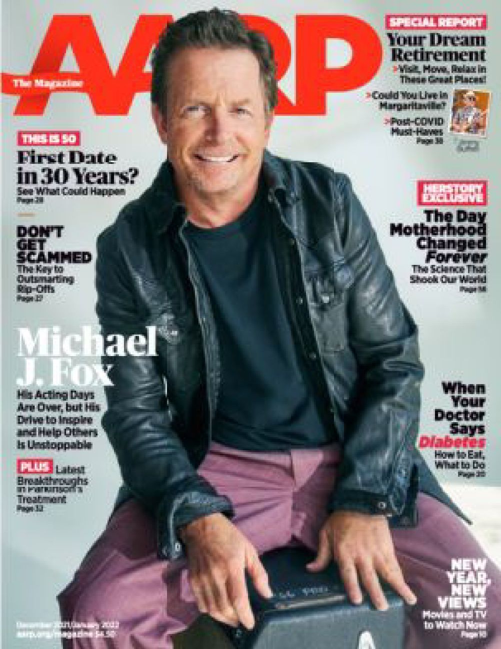 AARP magazine side cover  December 2021/ January 2022 