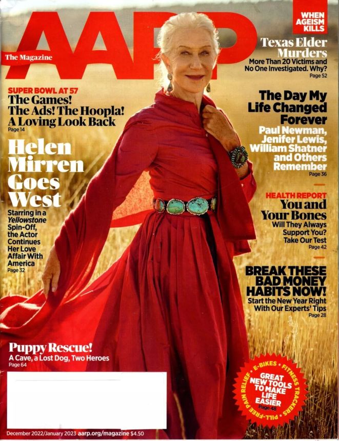 AARP magazine side cover  December 2022/ January 2023 