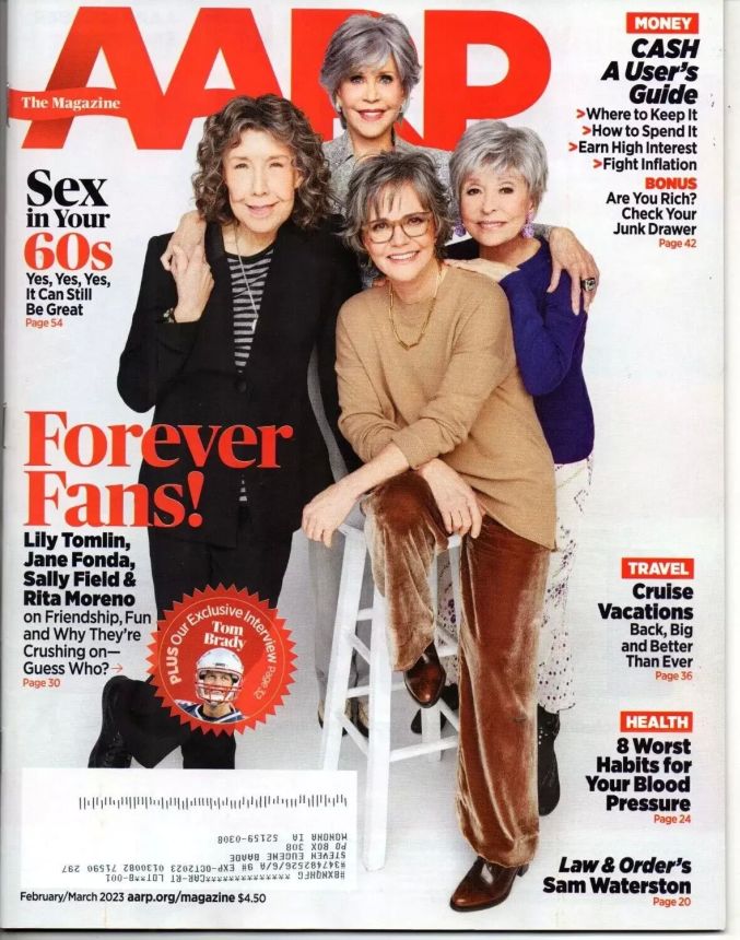 AARP magazine side cover  February/March 2023