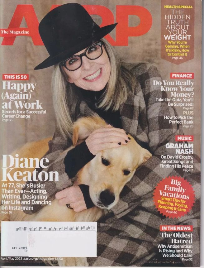 AARP magazine side cover  April/May 2023