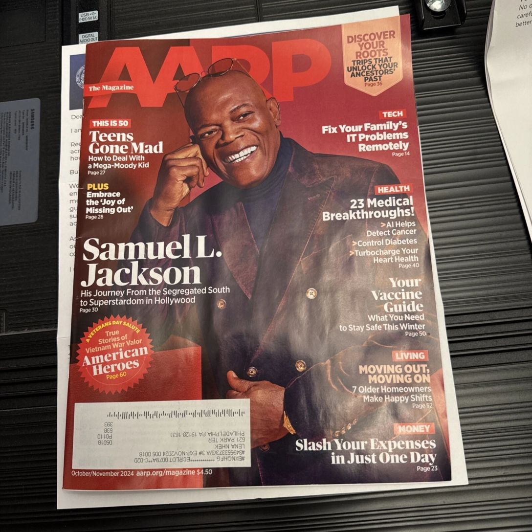 AARP magazine side cover  October/November 2024