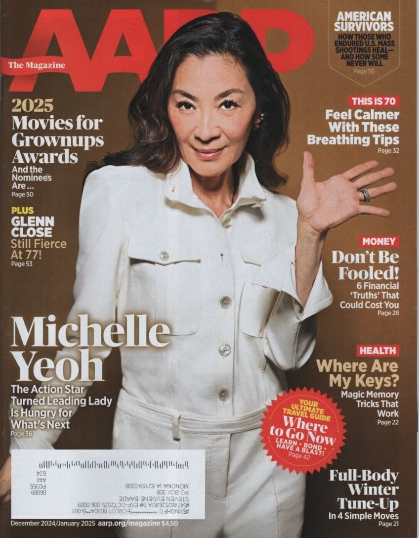 AARP magazine side cover  December 2024/ January 2025 