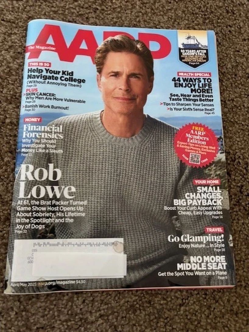 AARP magazine side cover  April/May 2025