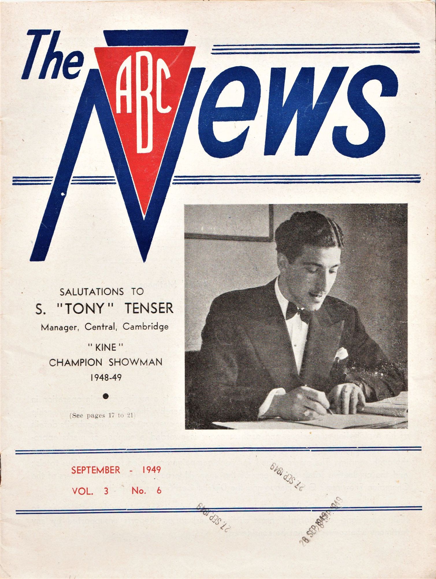 ABC NEWS magazine side cover  Vol 3 No  6  September 1949