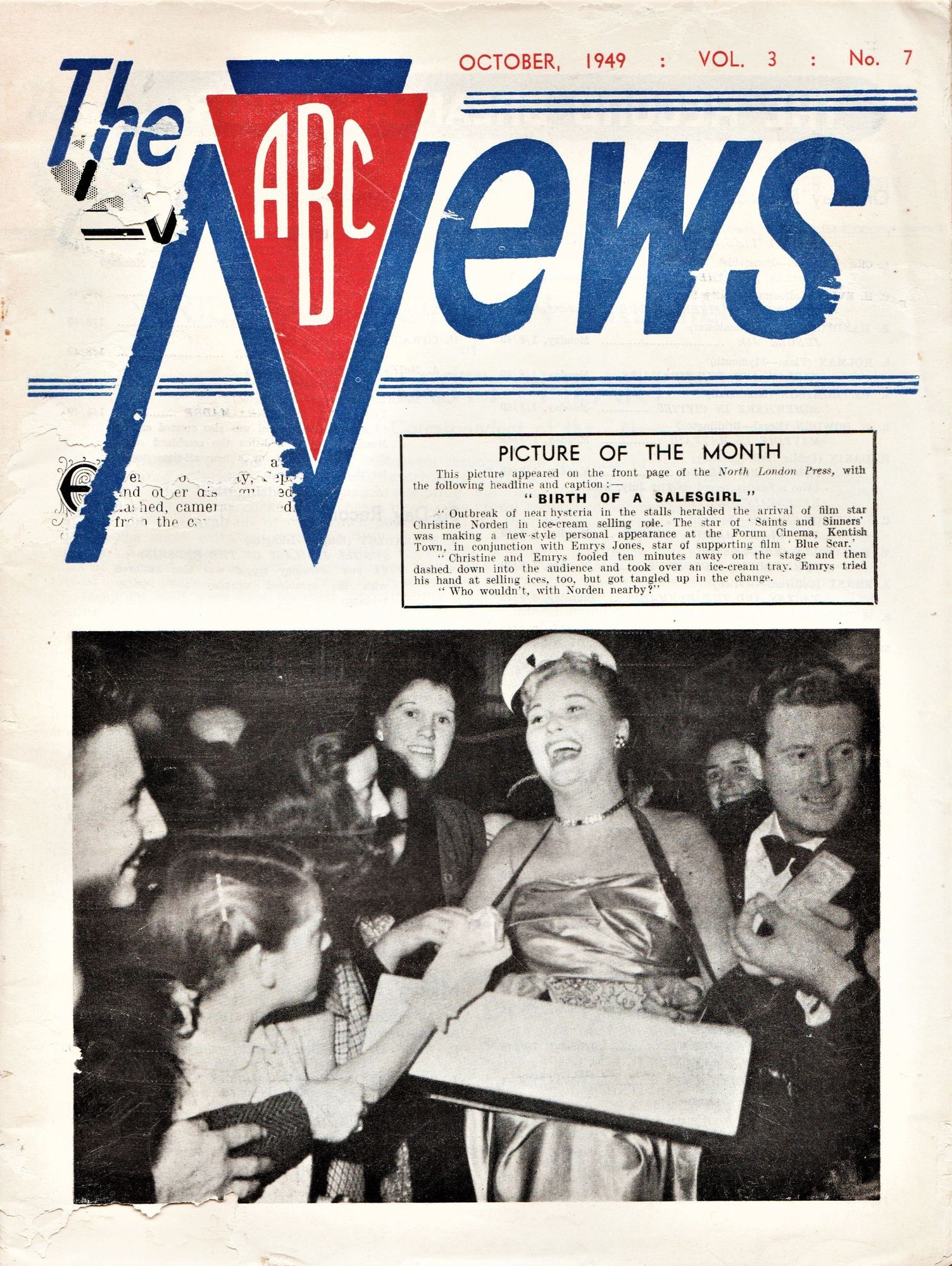 ABC NEWS magazine side cover  Vol 3 No  7  October 1949