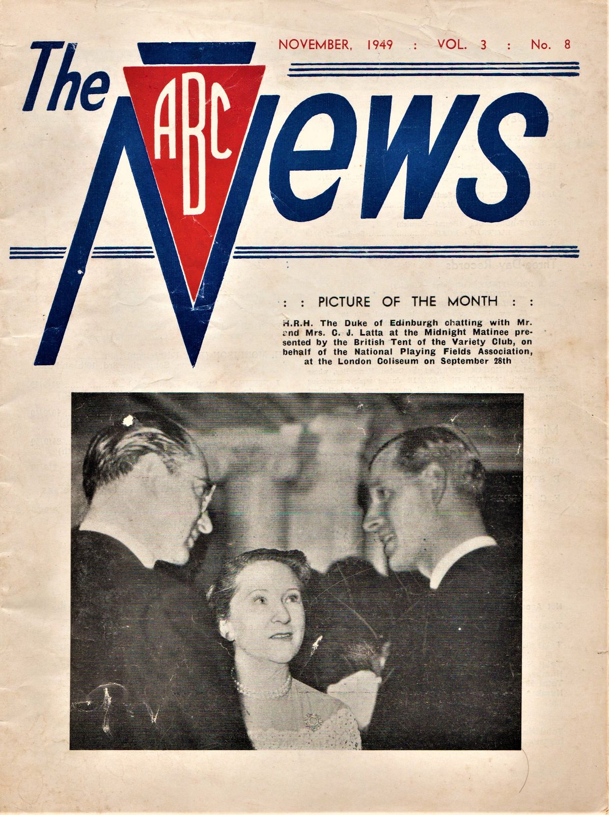 ABC NEWS magazine side cover  Vol 3 No  8  November 1949