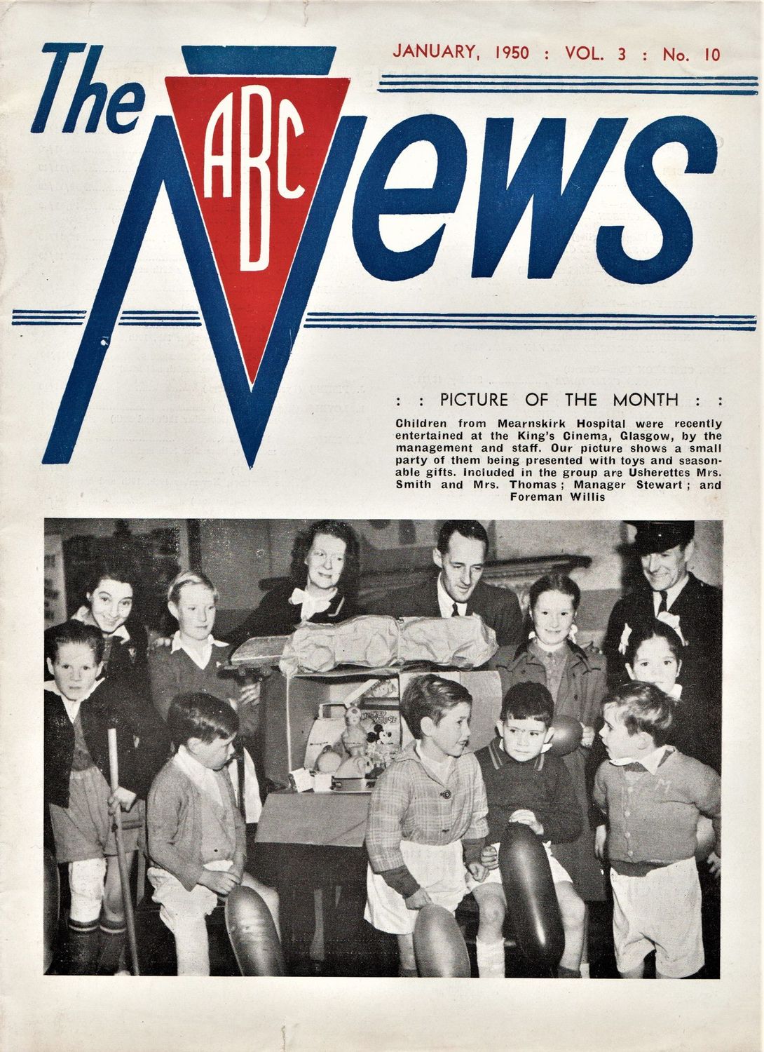 ABC NEWS magazine side cover  Vol 3 No  10  January 1950