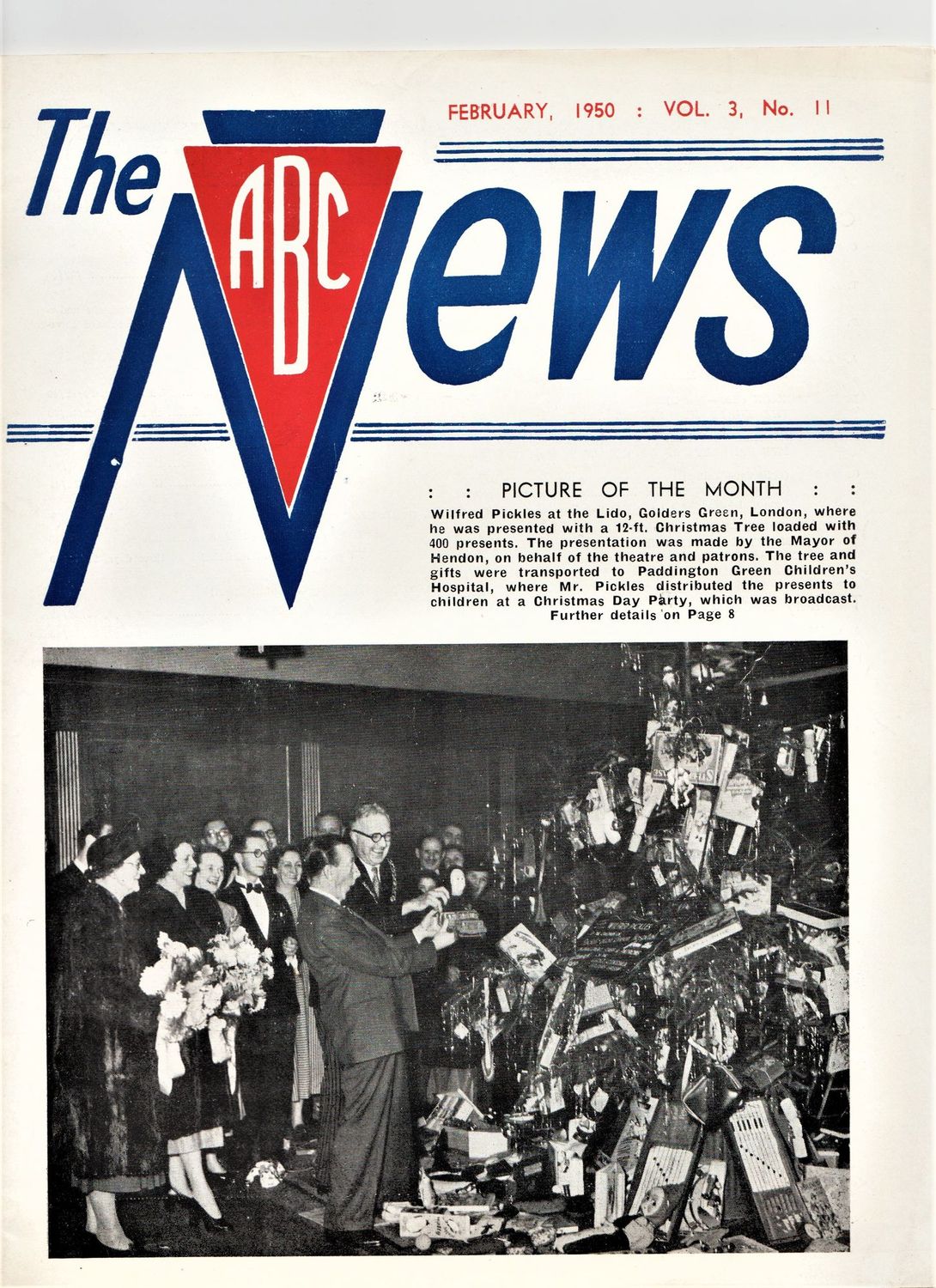ABC NEWS magazine side cover  Vol 3 No  11  February 1950
