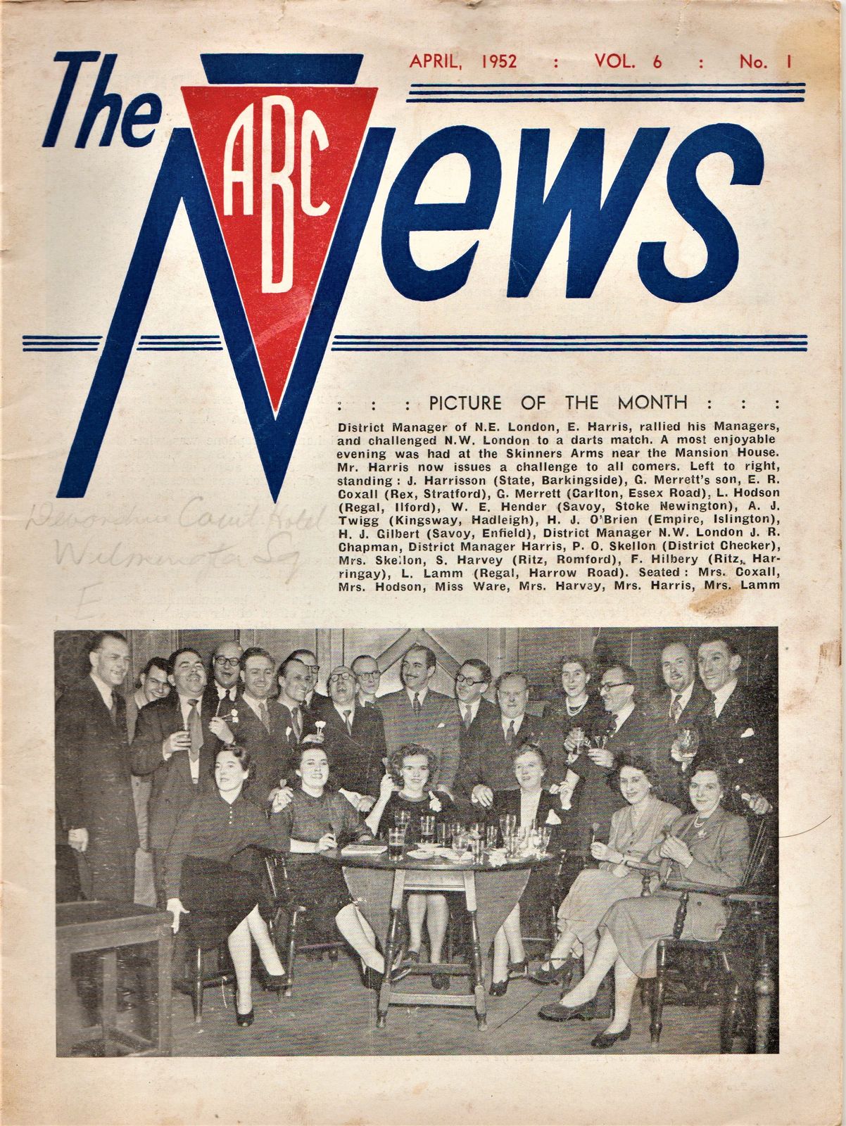 ABC NEWS magazine side cover  Vol 6 No  1  April 1952