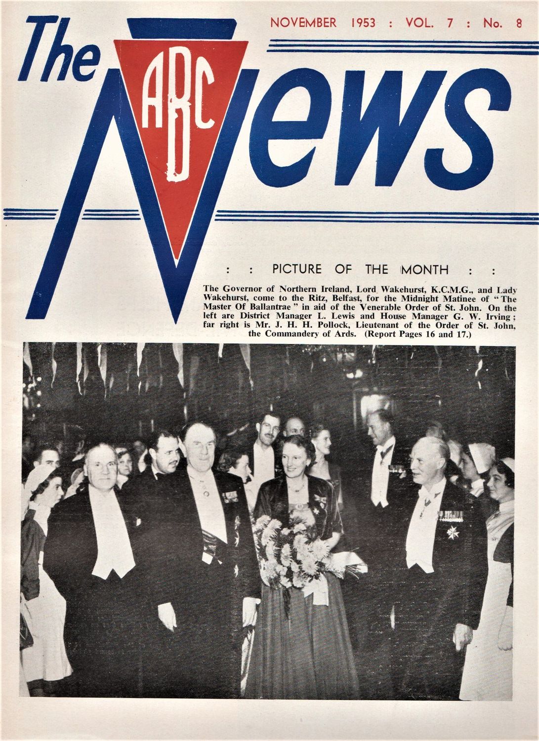 ABC NEWS magazine side cover  Vol 7 No  8  November 1953