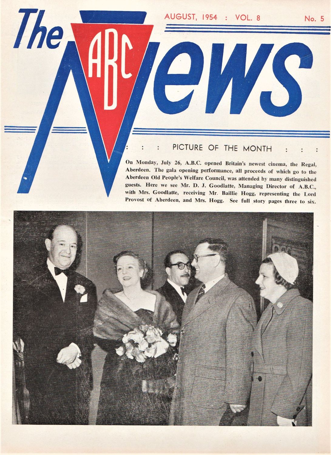 ABC NEWS magazine side cover  Vol 8 No  5  August 1954