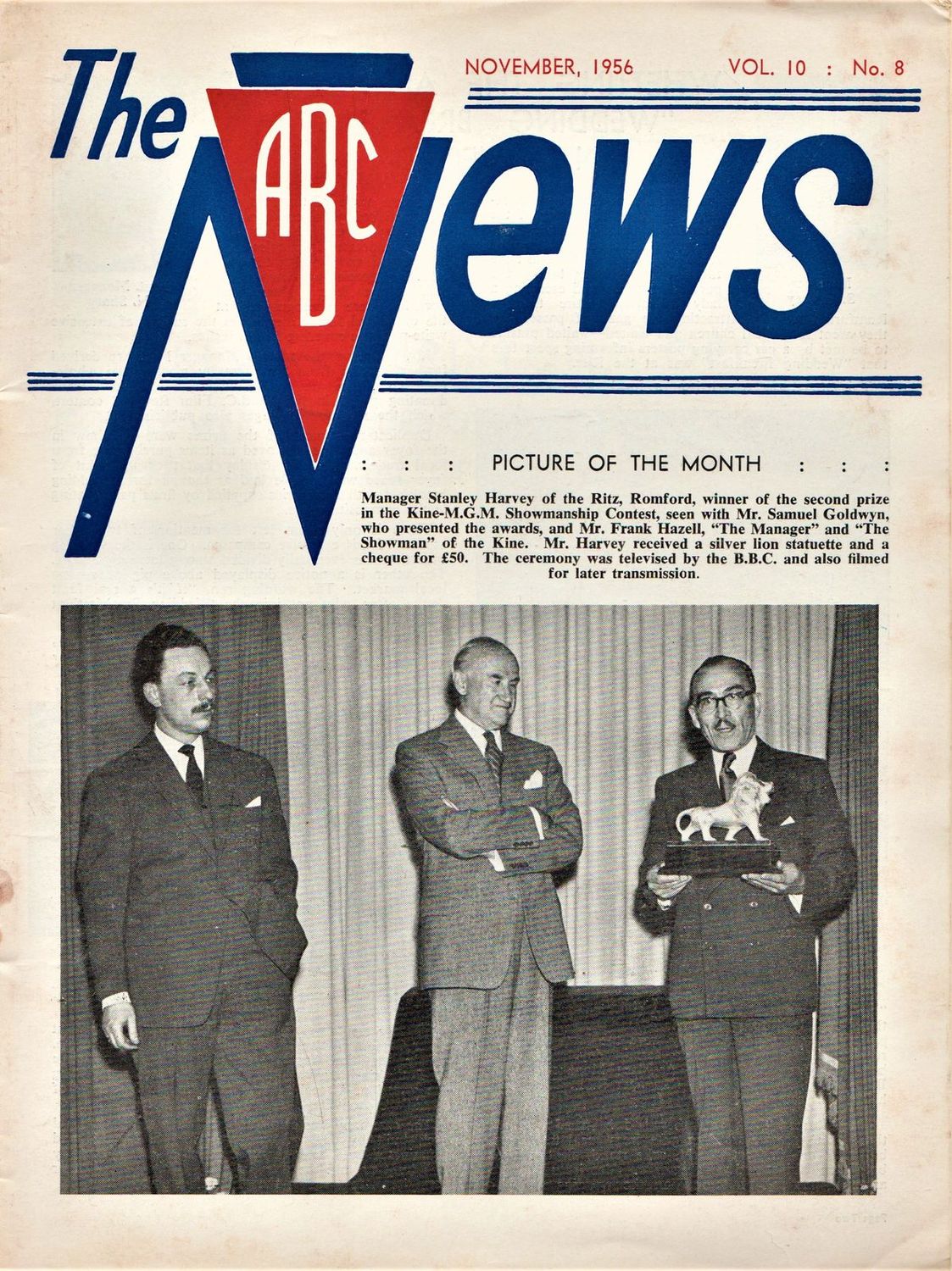 ABC NEWS magazine side cover  Vol 10 No  8  November 1956