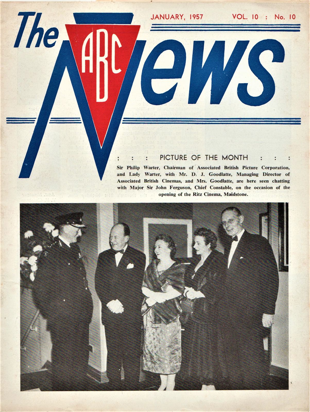 ABC NEWS magazine side cover  Vol 10 No  10  January 1957