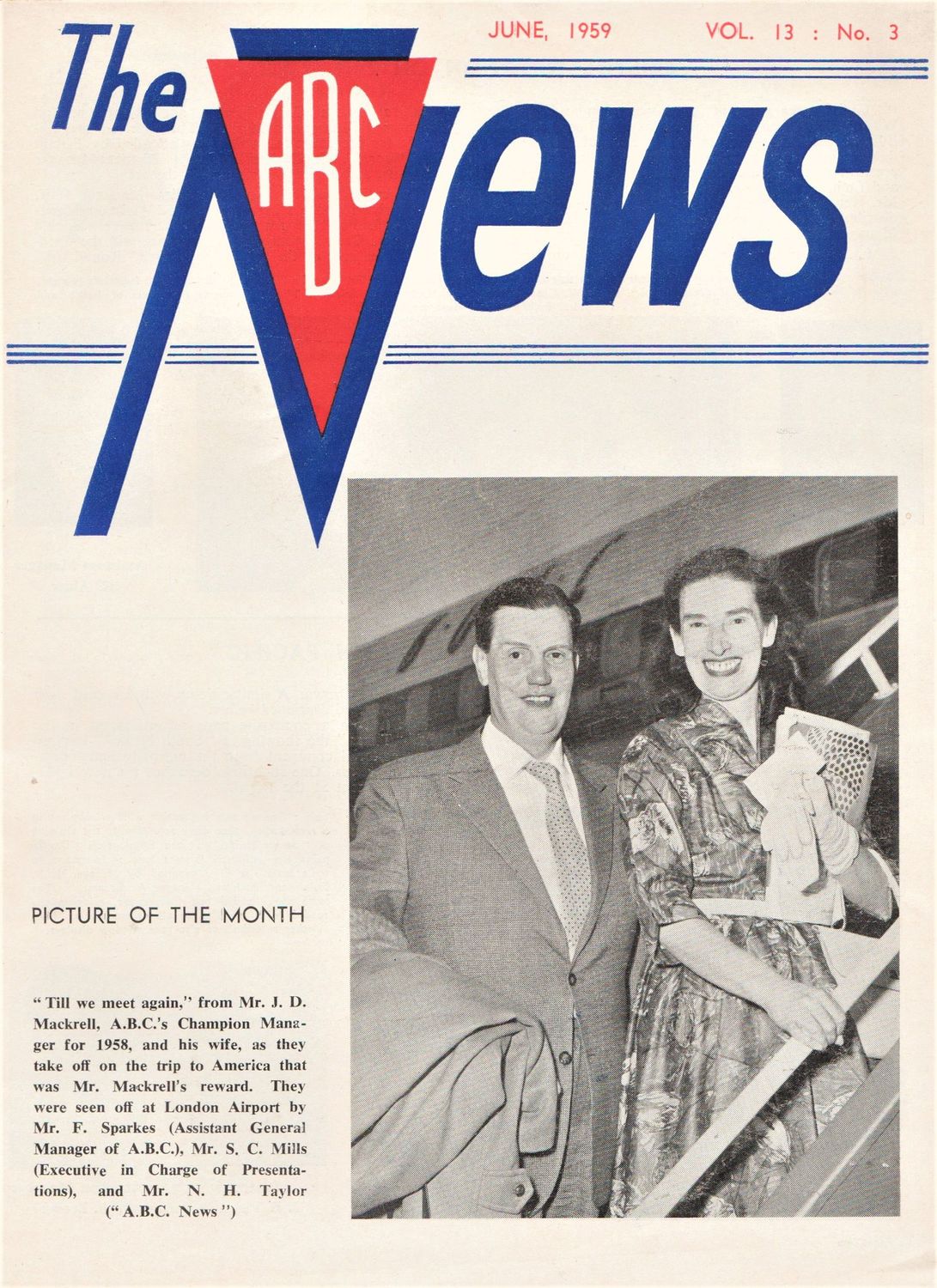 ABC NEWS magazine side cover  Vol 13 No  3  June 1959