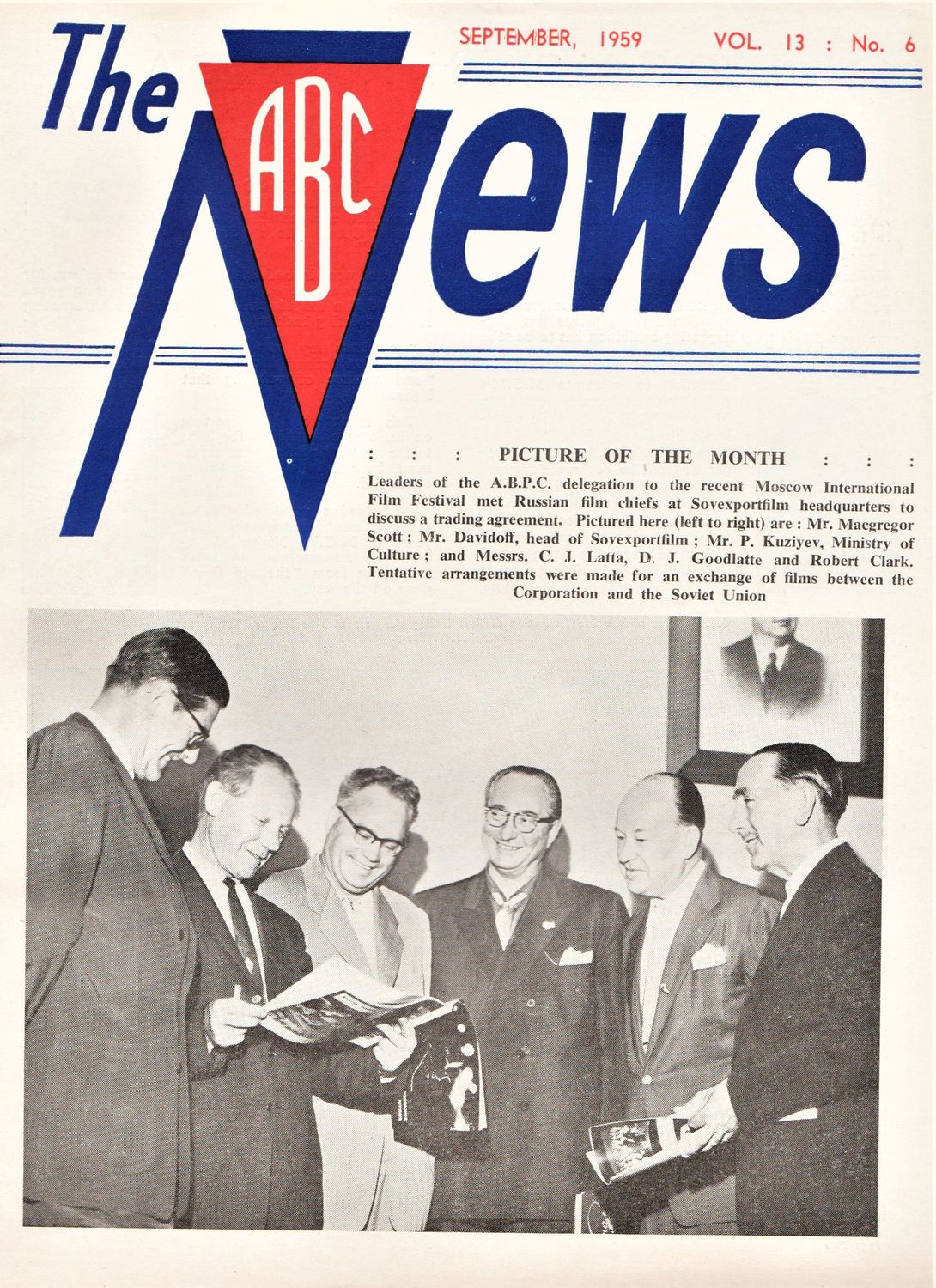 ABC NEWS magazine side cover  Vol 13 No  6  September 1959