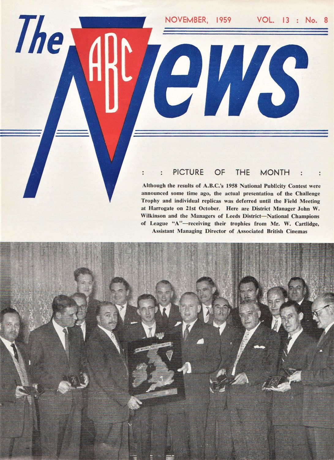 ABC NEWS magazine side cover  Vol 13 No  8  November 1959