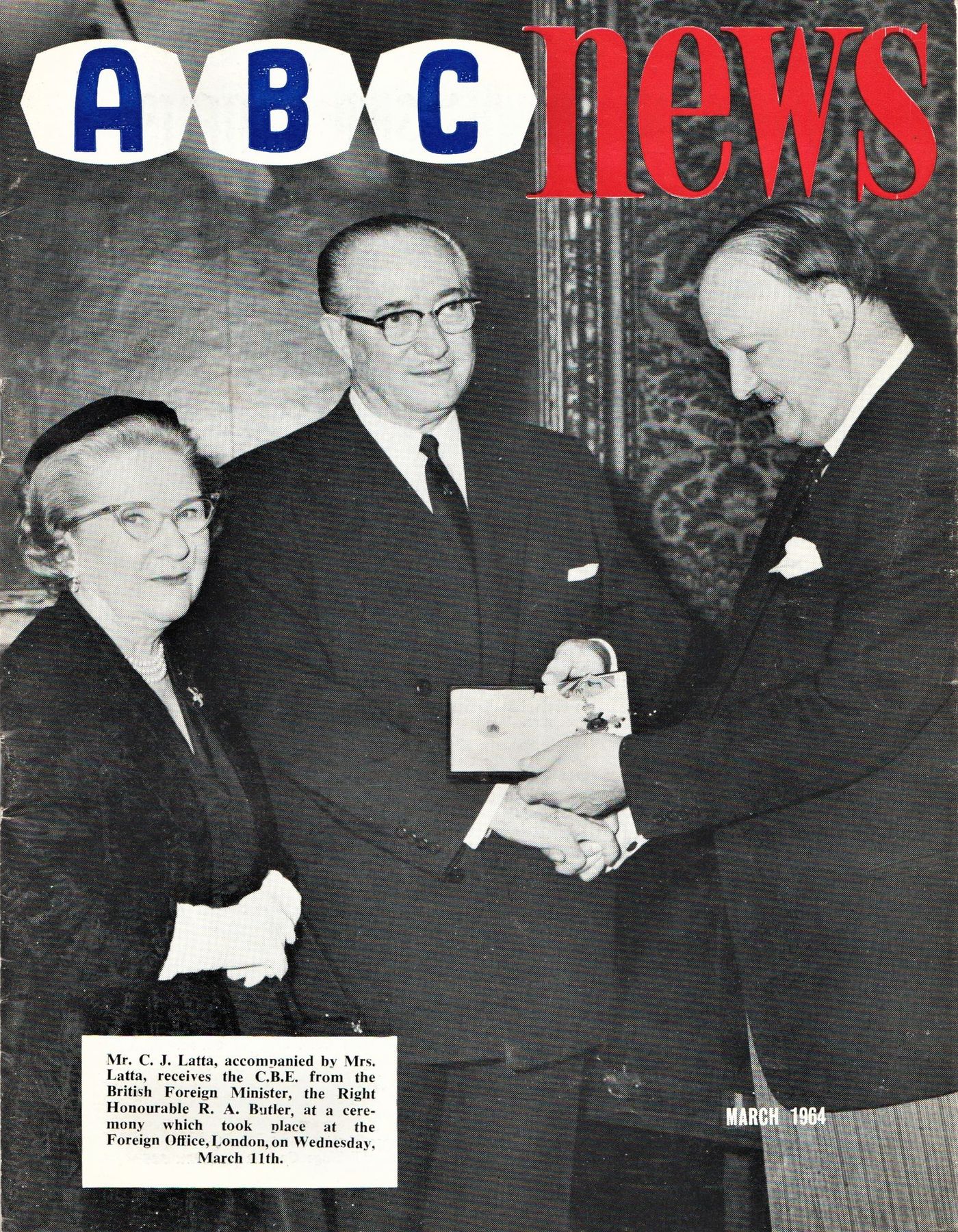ABC NEWS magazine side cover  Vol 17 No  12  March 1964