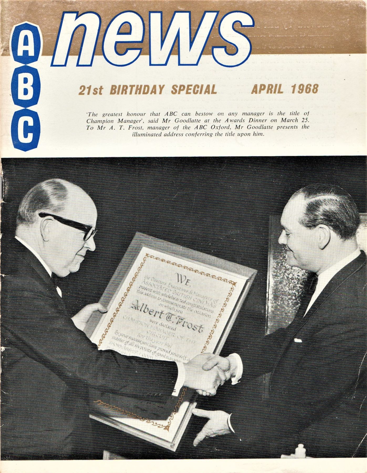 ABC NEWS magazine side cover  Vol 22 No  1  April 1968