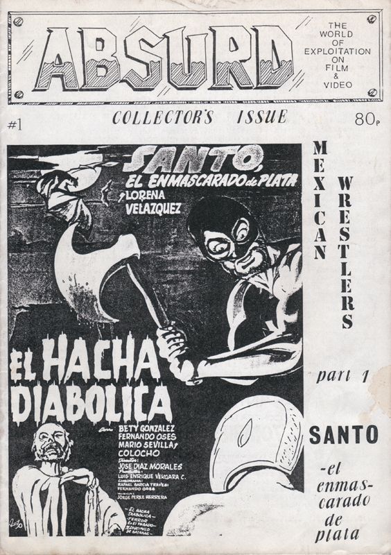 ABSURD (UK) magazine side cover Issue 1 June 1988
