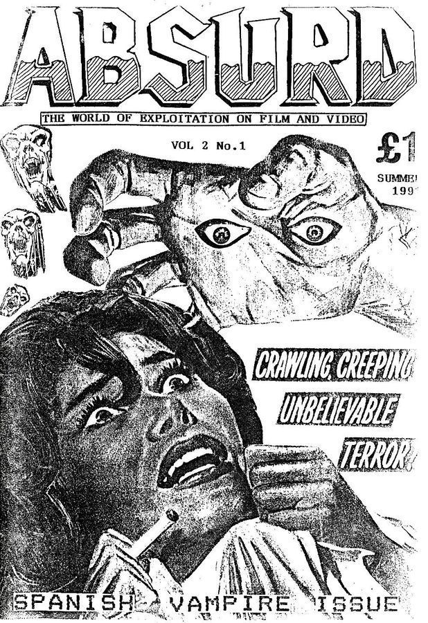 ABSURD (UK) magazine side cover Issue 11  Vol 2 # 1 Summer 1991