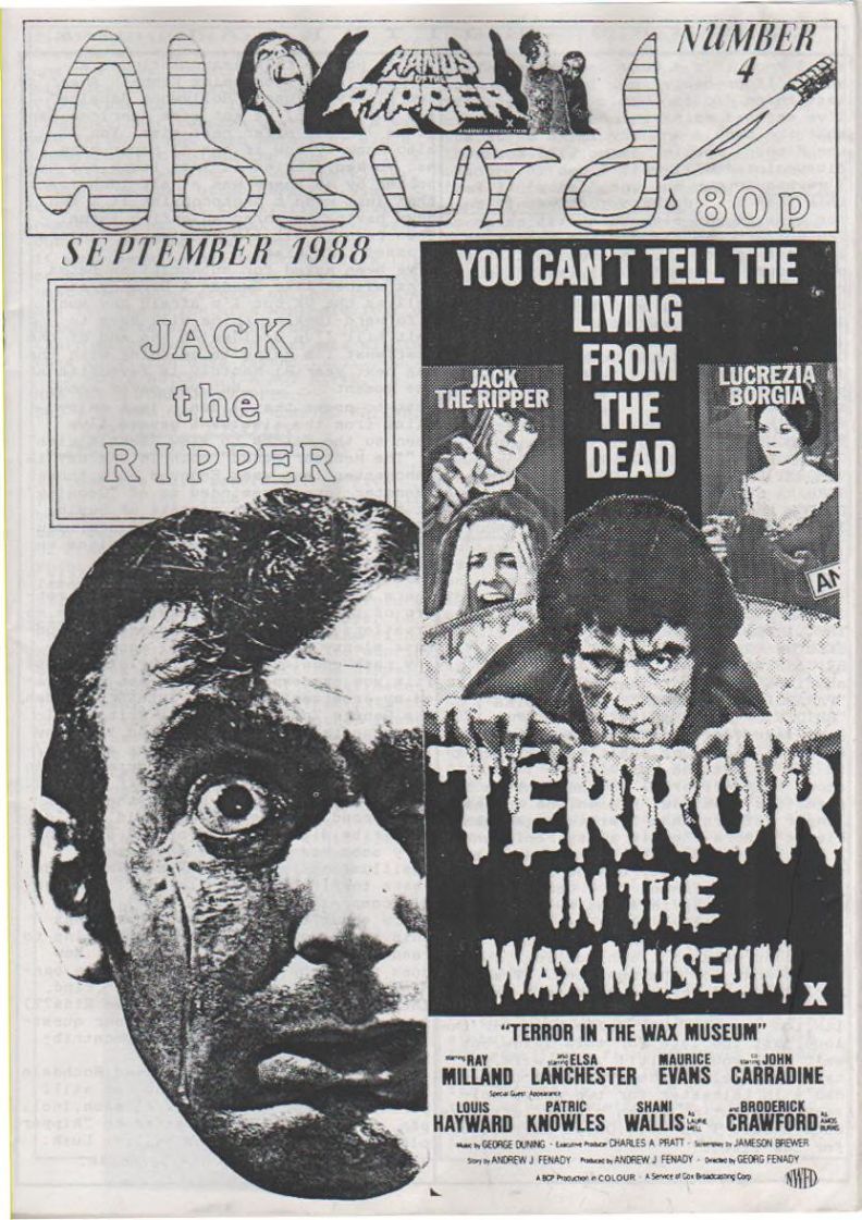 ABSURD (UK) magazine side cover Issue 4  September 1988