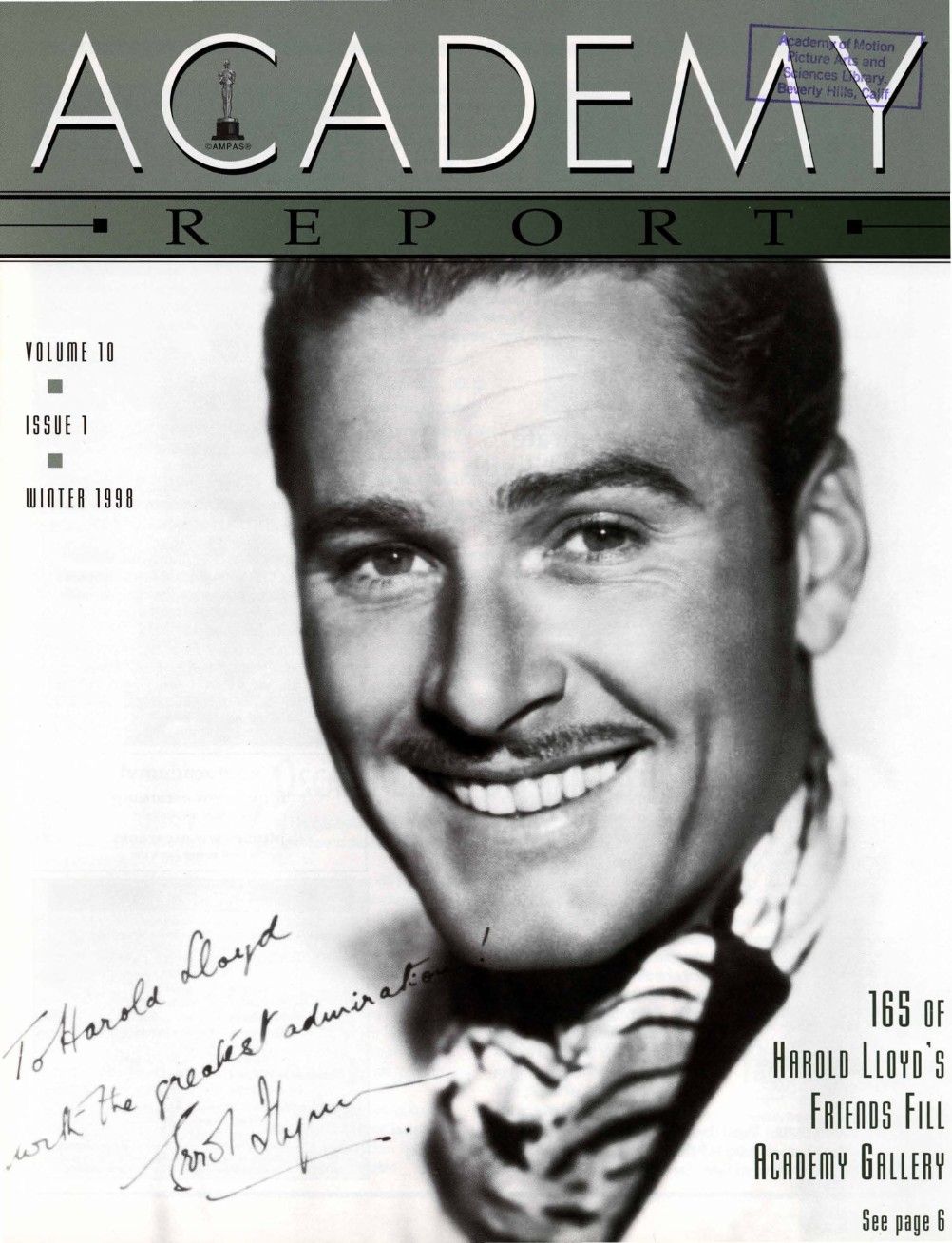 ACADEMY REPORT (USA) magazine side cover  Vol 10 No  1 Winter 1998