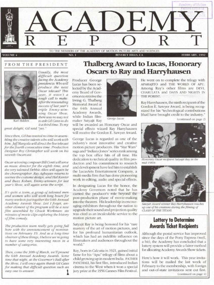 ACADEMY REPORT (USA) magazine side cover  Vol 4 No  1  February 1992