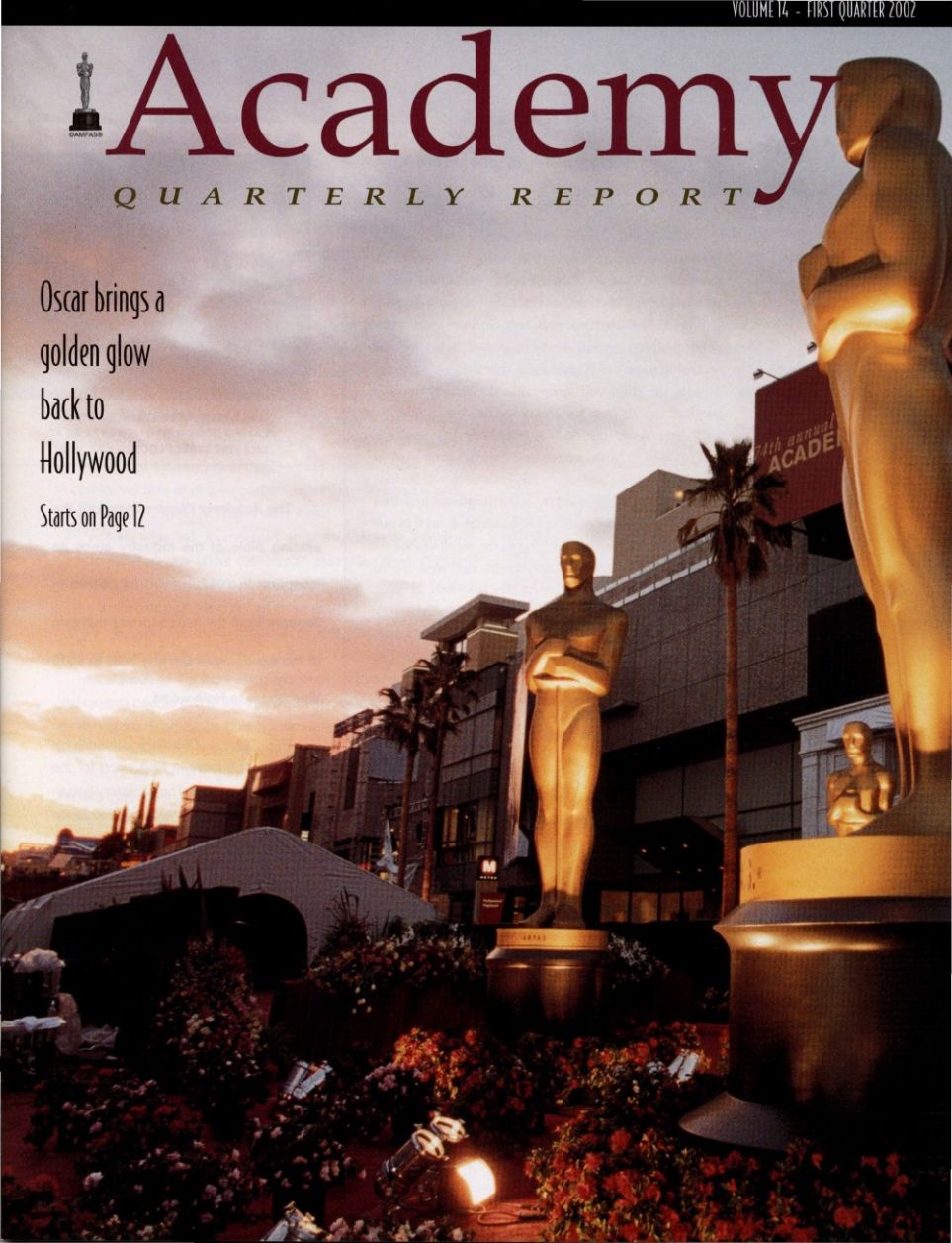 ACADEMY REPORT (USA) magazine side cover  Vol 14  January/March 2002