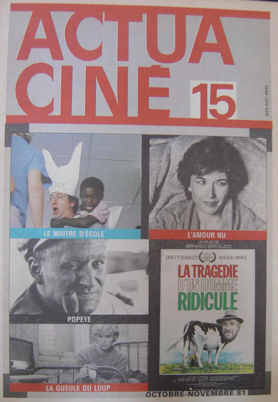 ACTUA CINE magazine side cover Issue 15 October/November 1981
