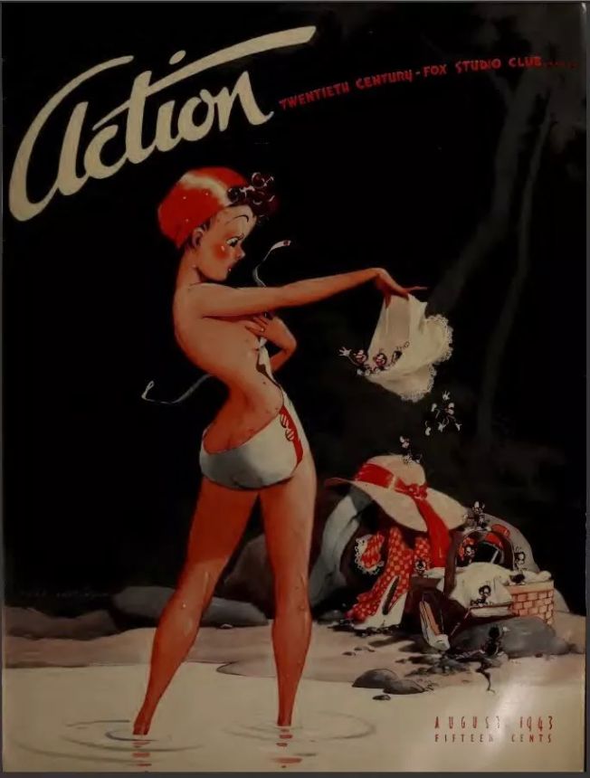 ACTION (FOX) magazine side cover  August 1943